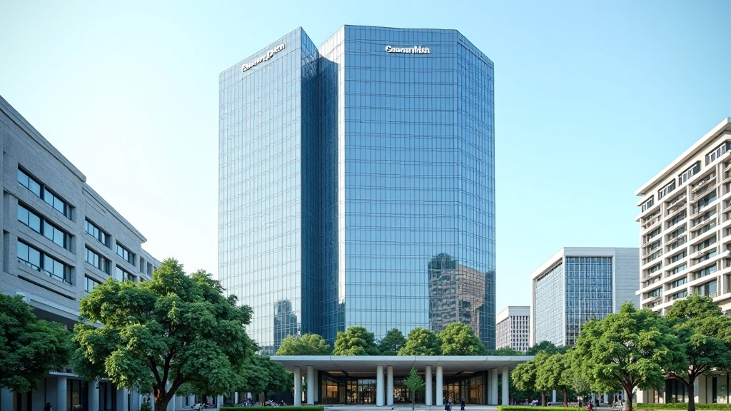 Bank Negara Malaysia building exterior with economic indicators and interest rate information displayed